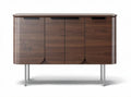 Walnut wood sideboard with metal handles and three doors 90 x 40 x 80cm