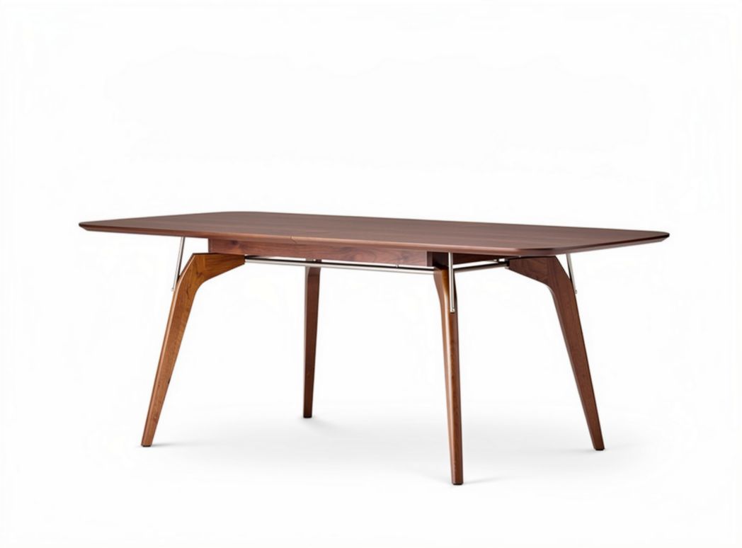 Wooden dining table with tapered legs in walnut finish 160 x 80 x 75cm