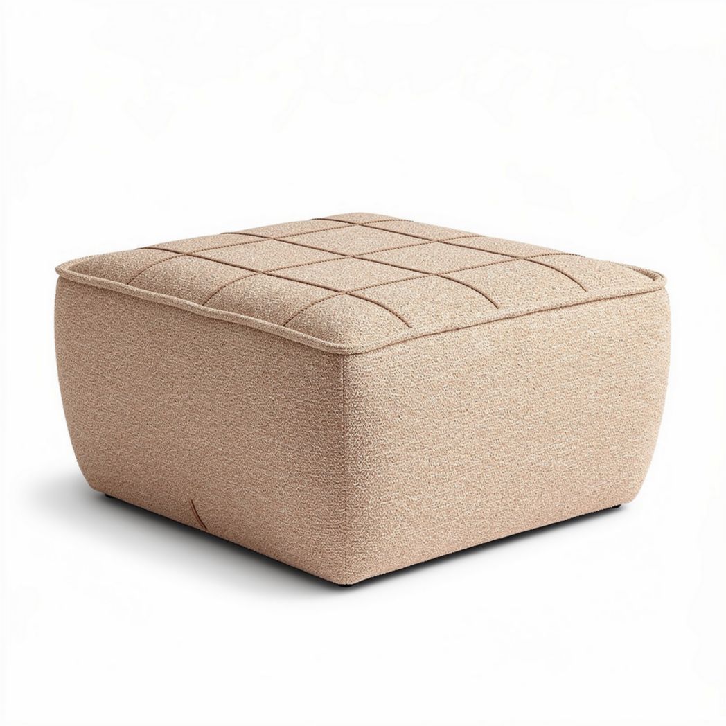 Fabric ottoman pouf for living room decor 45 x 45 x 40cm beige color