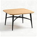 Square wooden coffee table with black metal legs 100 x 100 x 75cm